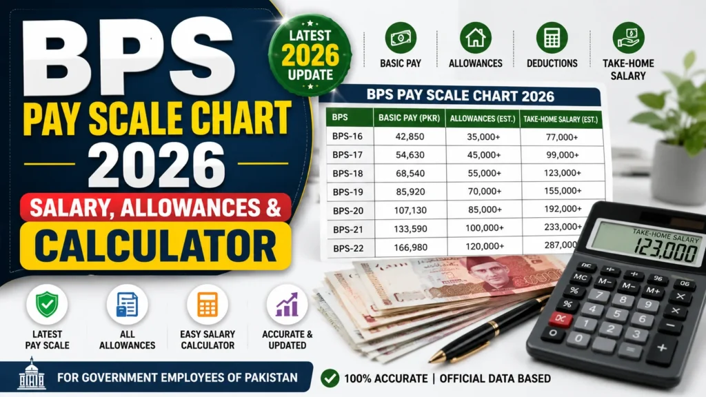 BPS Pay Scale Chart 2026: Salary, Allowances and Take-Home Calculator