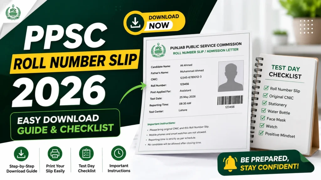 PPSC Roll Number Slip 2026: Complete Download Guide + Test Day Checklist