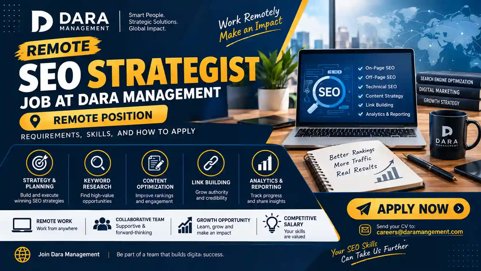 Remote SEO Strategist Job at Dara Management Requirements, Skills, and How to Apply